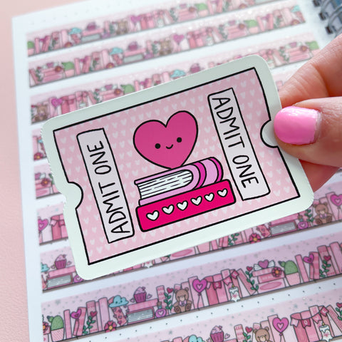 Valentine's Day Ticket Vinyl Die Cut Sticker