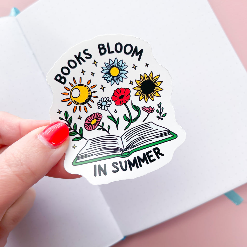 Books Bloom Summer Vinyl Die Cut Sticker