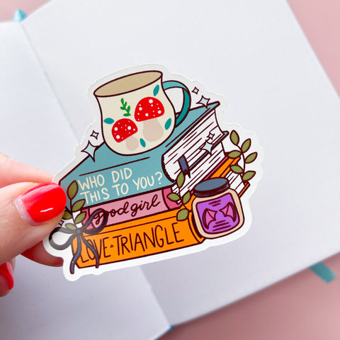 Booksta Reader Book Stack Vinyl Die Cut Sticker