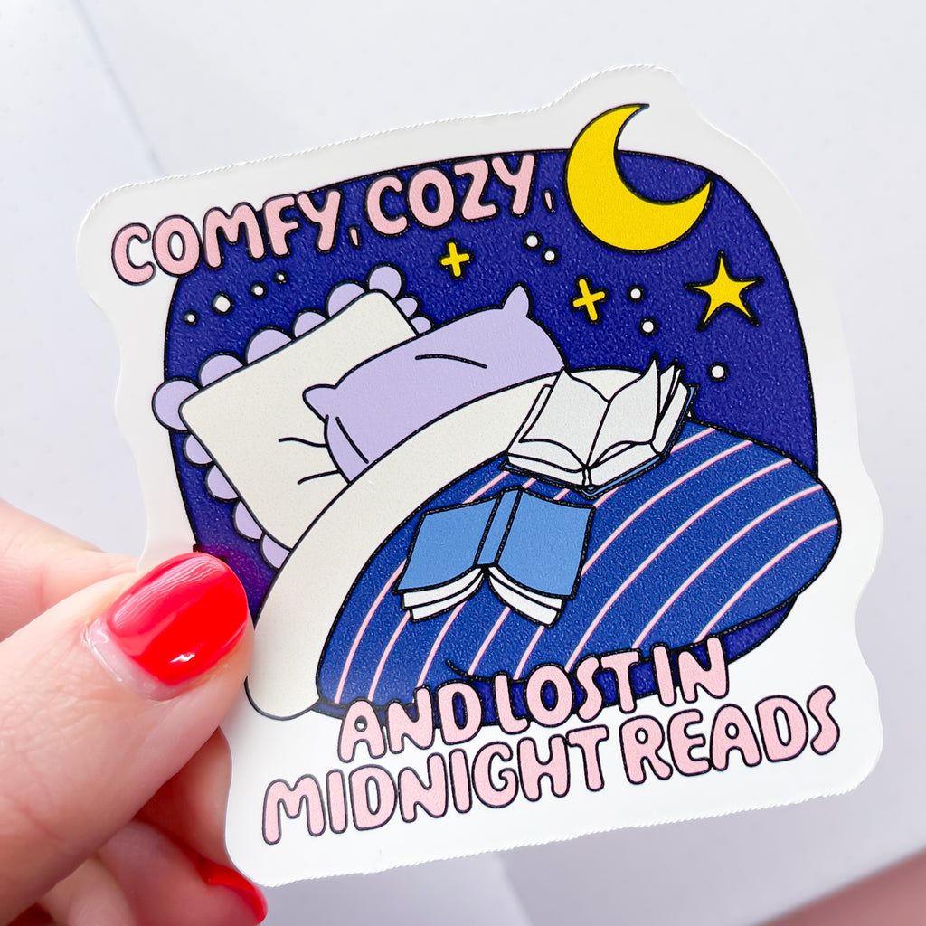 Comfy Midnight Reads Vinyl Die Cut Sticker