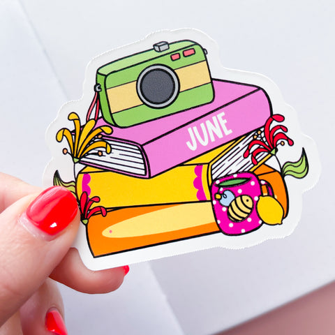 June Book Stack 2025 Vinyl Die Cut Sticker