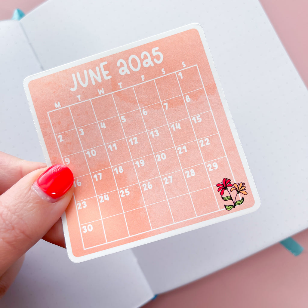 June 2025 Calendar Vinyl Die Cut Sticker