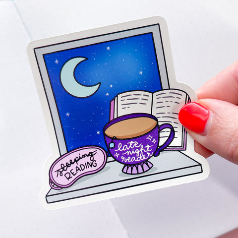 Midnight Reader Window Vinyl Die Cut Sticker