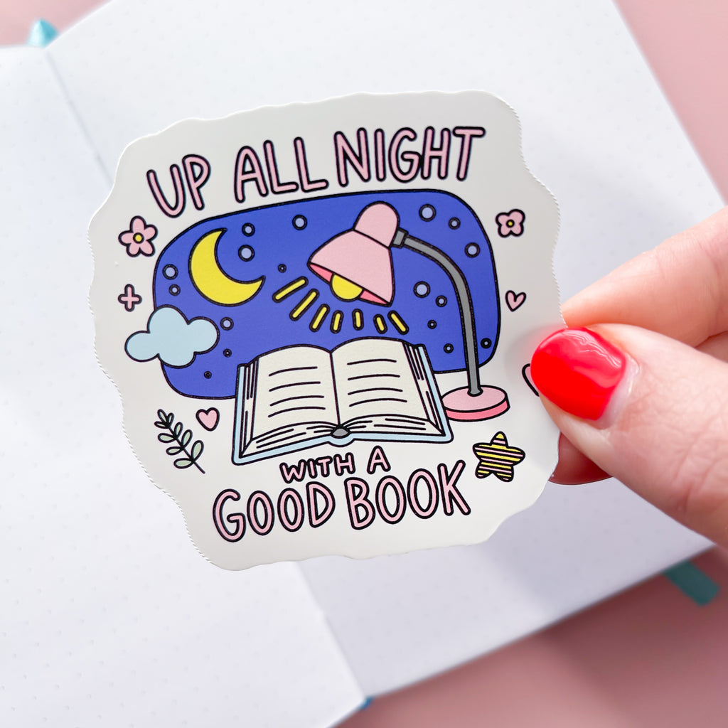 Up All Night Bookish Vinyl Die Cut Sticker