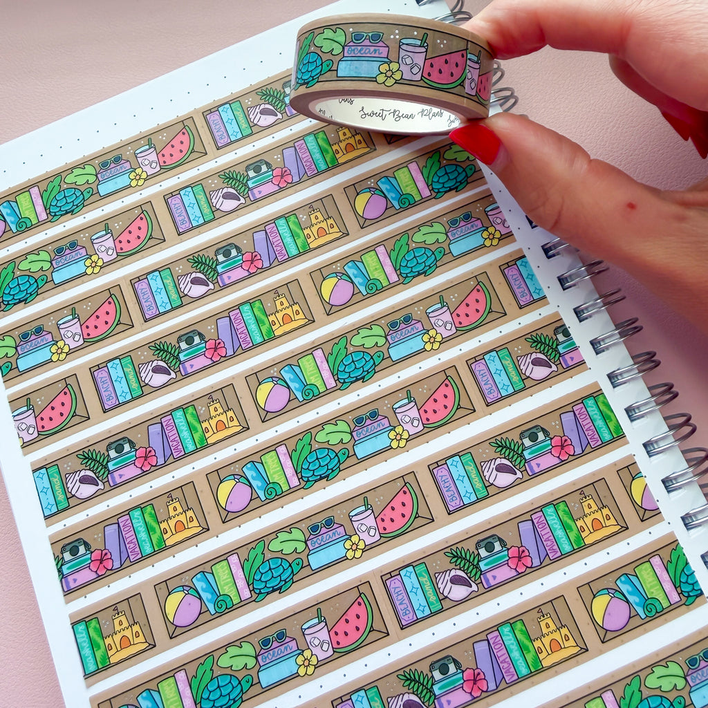 Holo Foil Beachy Bookcase Washi Tape (15mm)