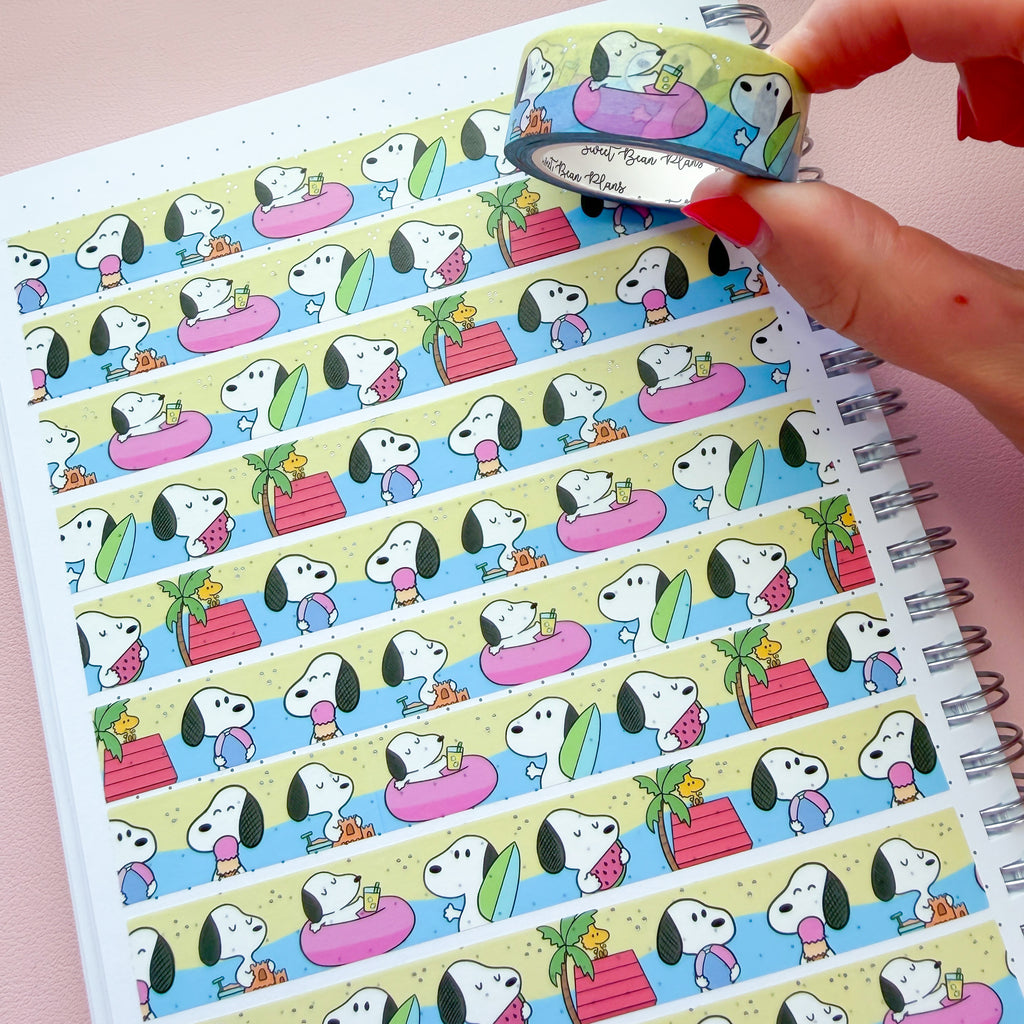 *LIMIT 2 PER PERSON* Holo Foil Summer Puppy Washi Tape (15mm)