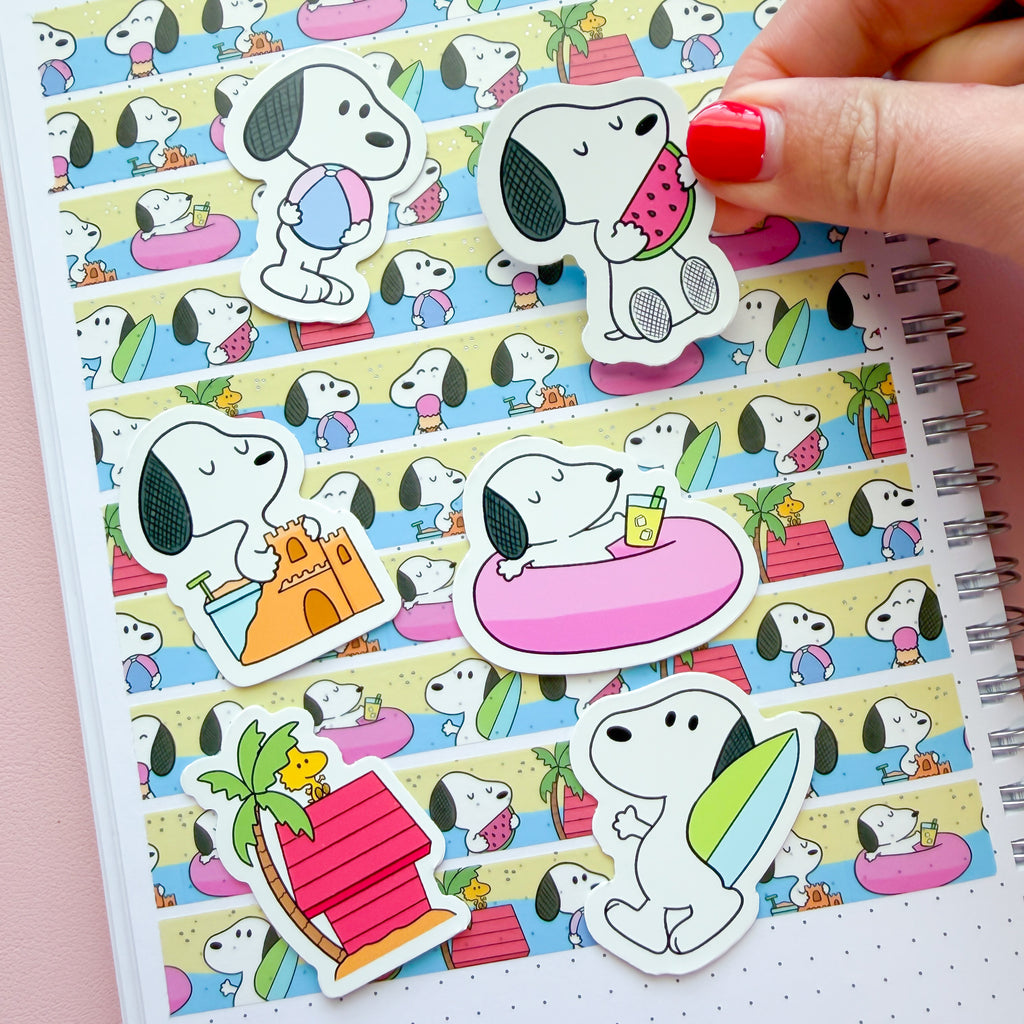 Summer Puppy Bundle Mini Vinyl Die Cut Stickers (6)