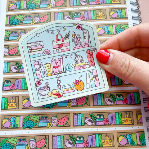 Beachy Bookcase Vinyl Die Cut Sticker