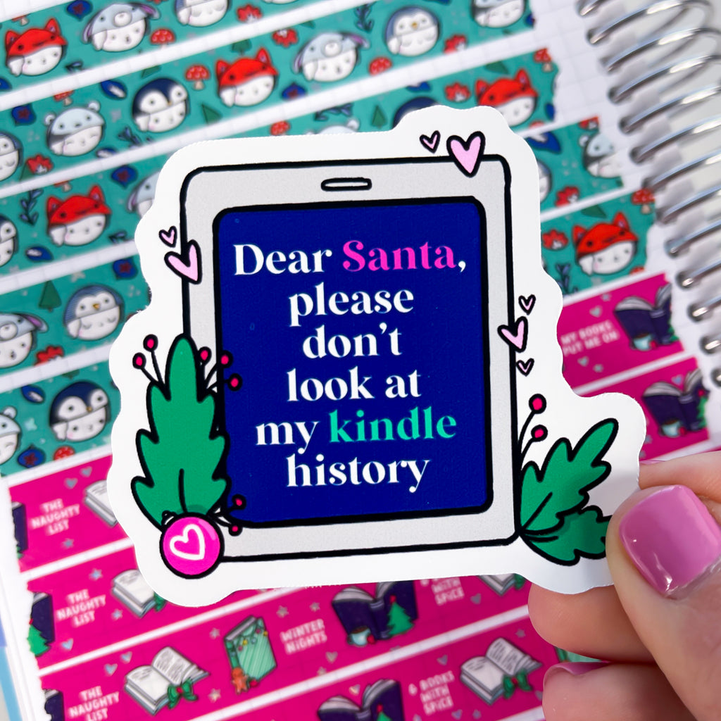 Dear Santa E-Reader Vinyl Die Cut Sticker