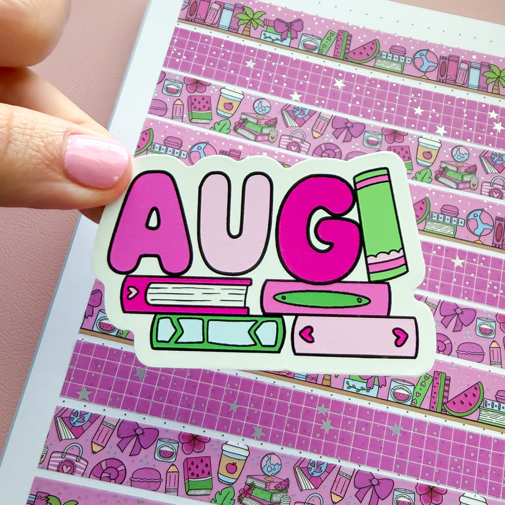 Aug (abbr) Bookish Word Vinyl Die Cut Sticker
