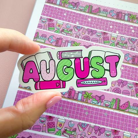 August Bookish Word Vinyl Die Cut Sticker