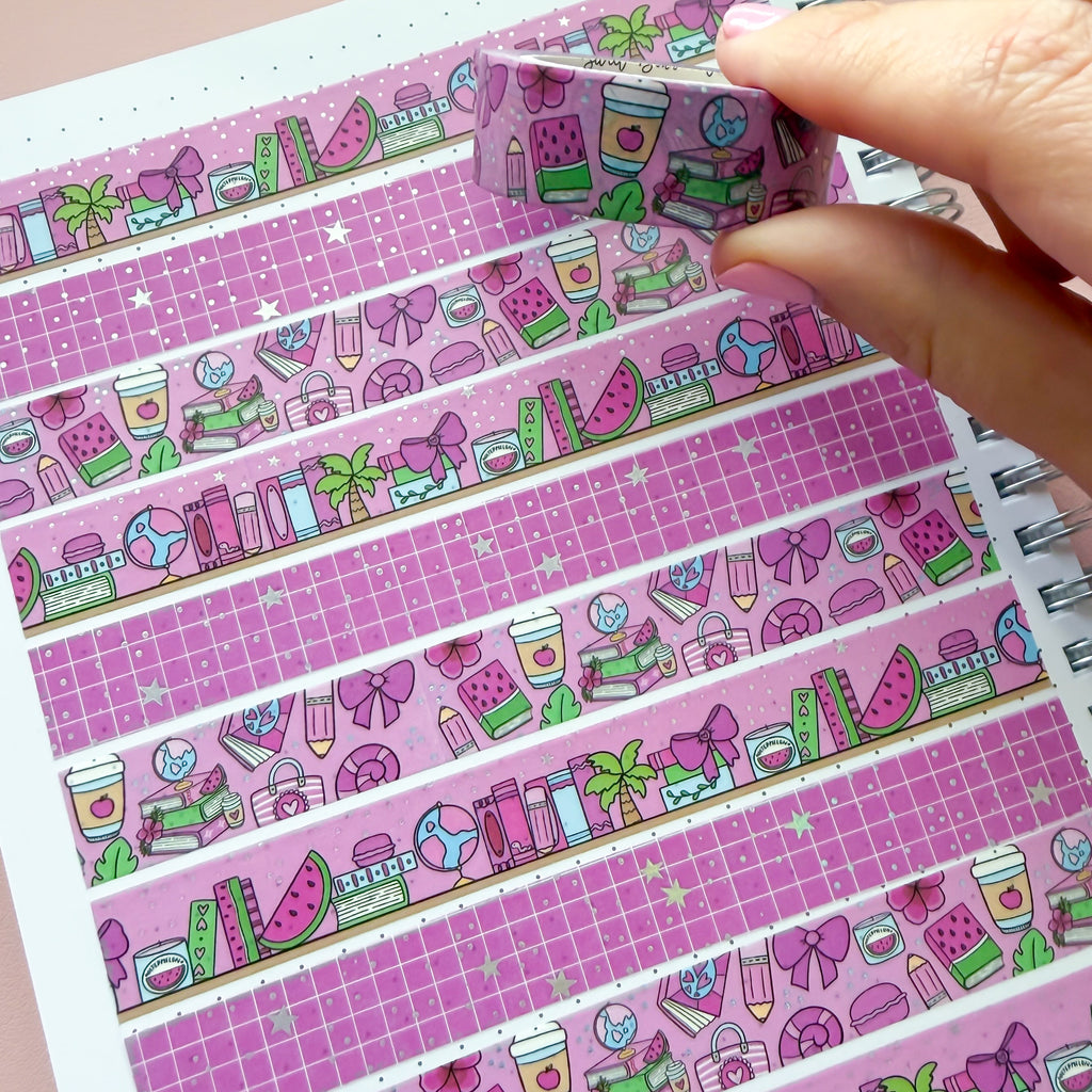 Holo Foil August Doodles Washi Tape (15mm)