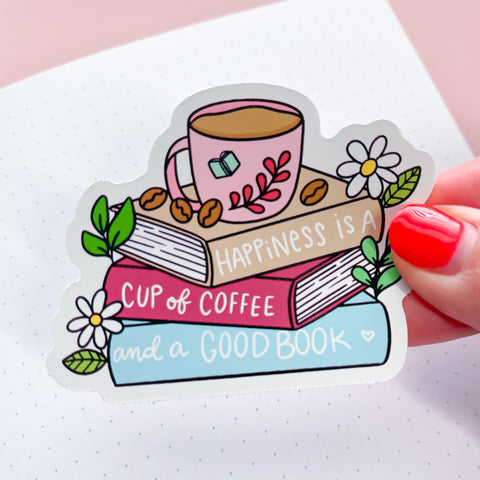 Coffee Book Stack Vinyl Die Cut Sticker