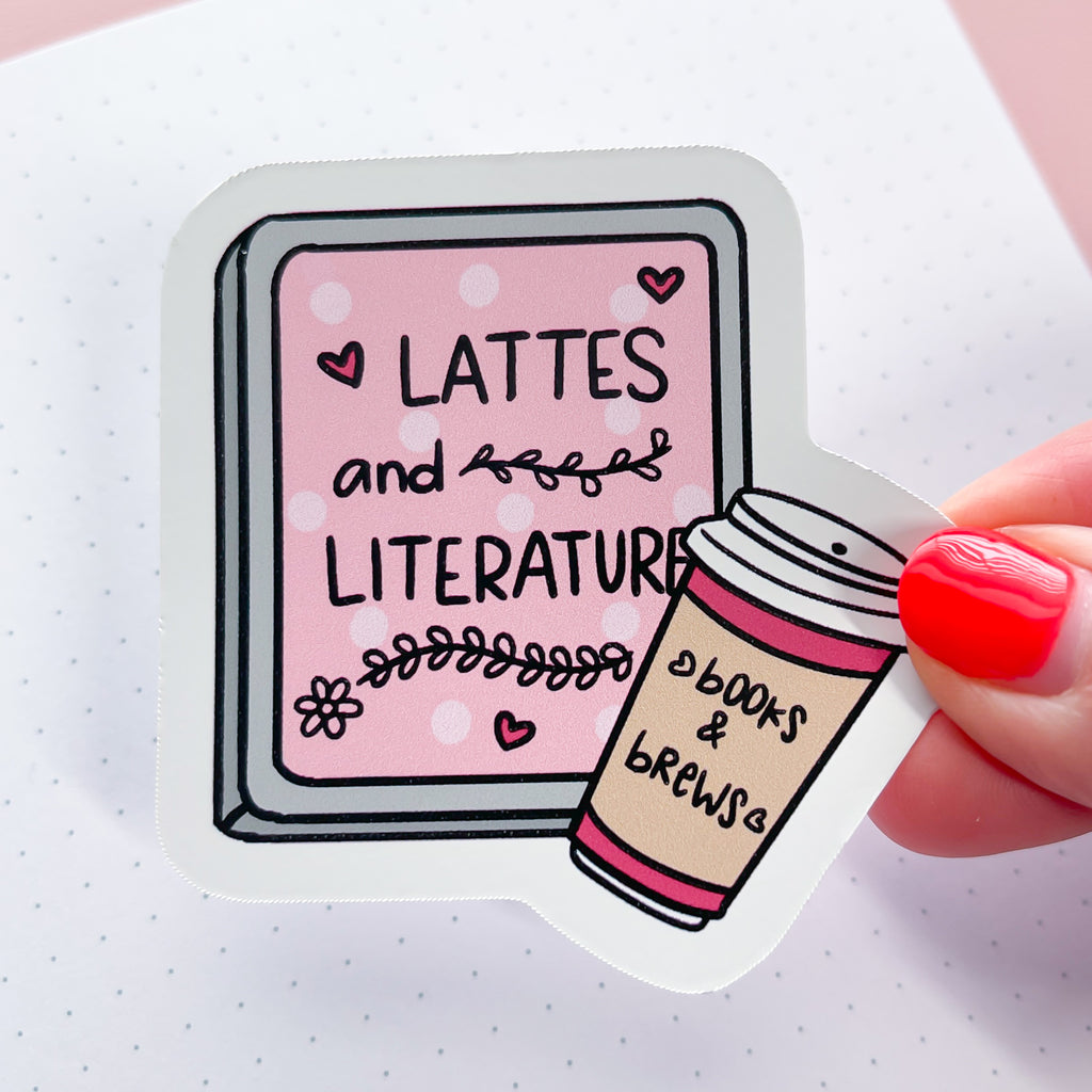 E-Reader + Coffee Vinyl Die Cut Sticker