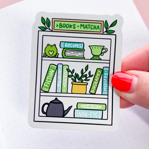 Matcha Bookcase Vinyl Die Cut Sticker