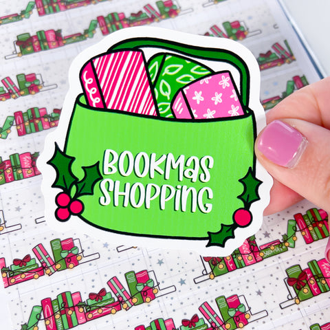 Xmas Book Shopping Vinyl Die Cut Sticker