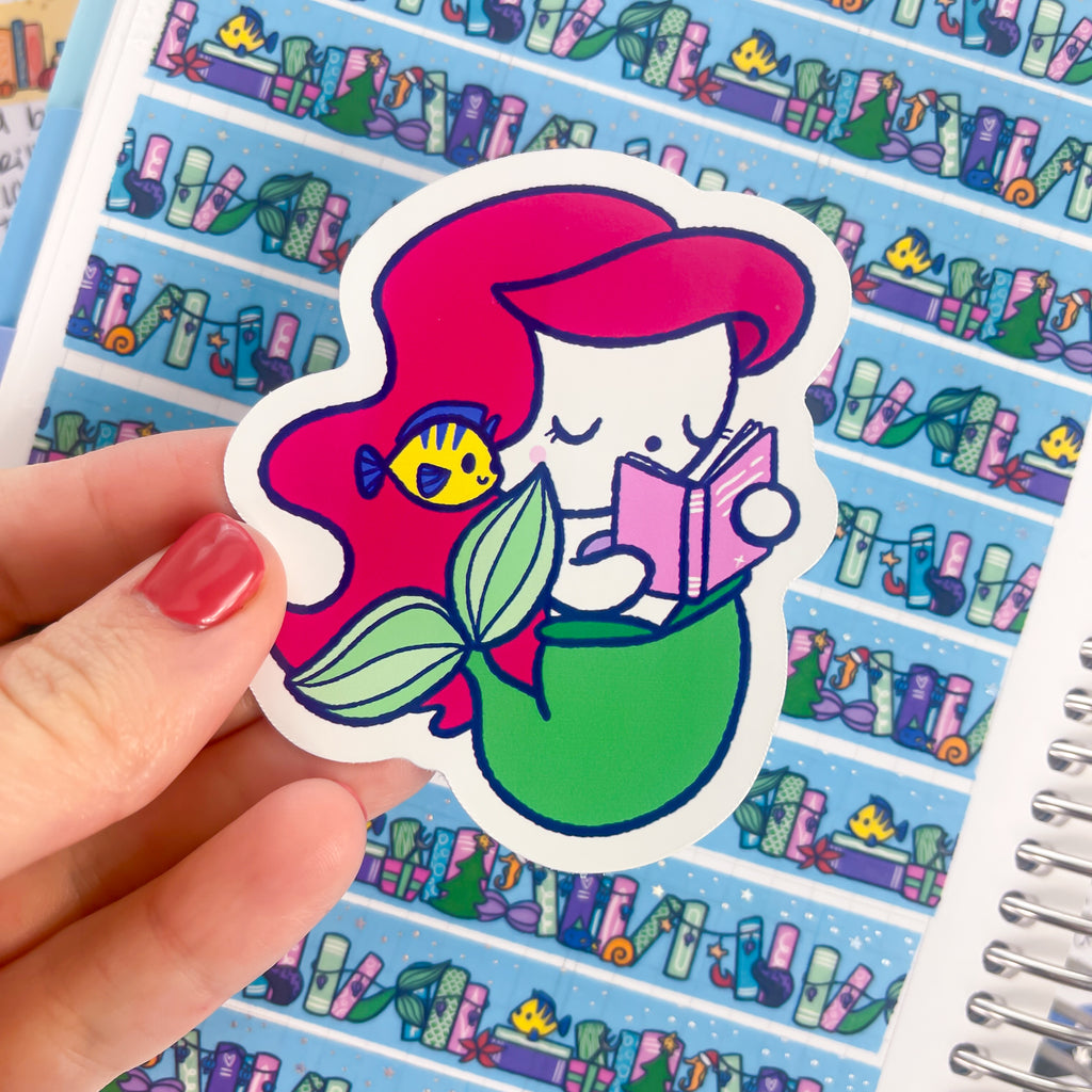 Merry Mermaid Bean Vinyl Die Cut Sticker