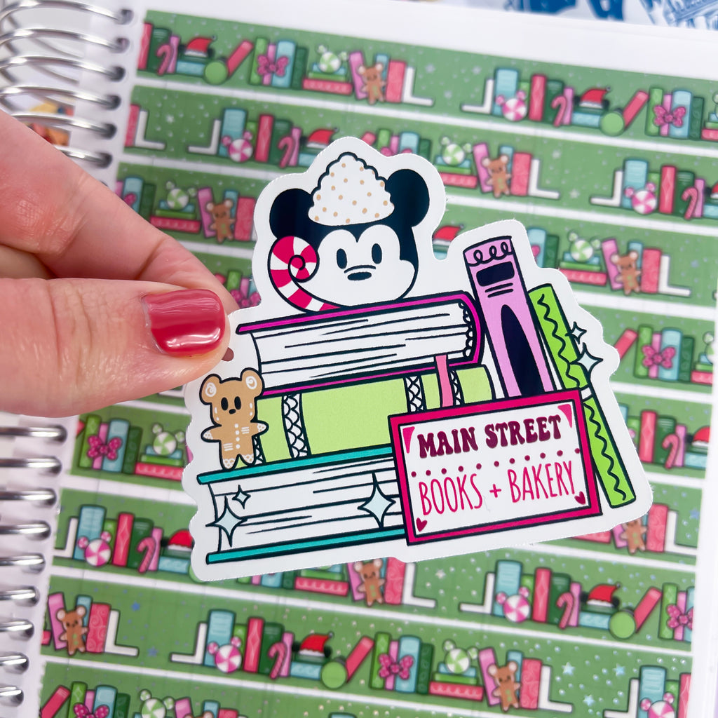 Main St. Books + Bakery Stack Vinyl Die Cut Sticker