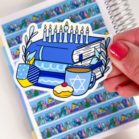 Hanukkah Book Stack Vinyl Die Cut Sticker