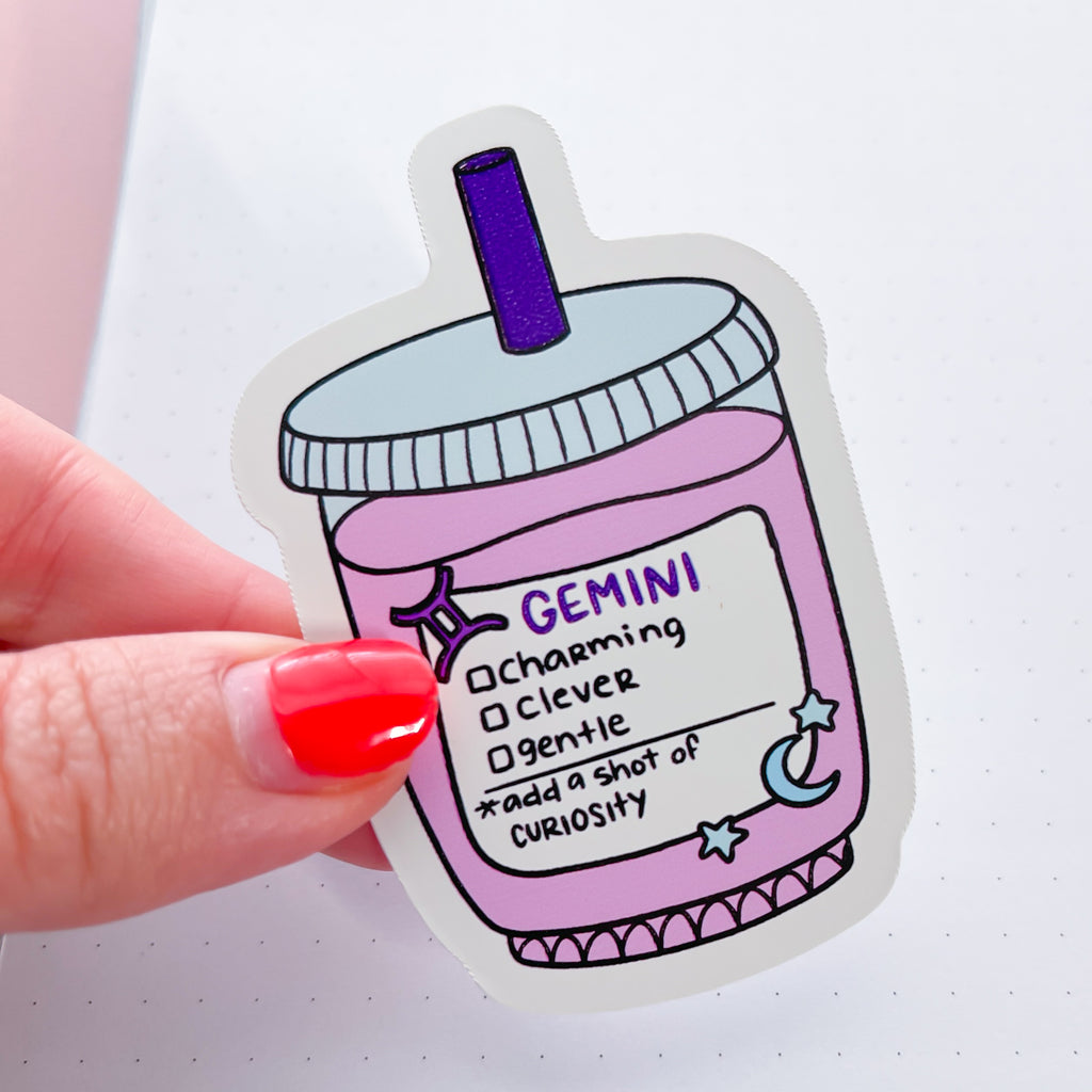 Gemini Coffee Order Vinyl Die Cut Sticker