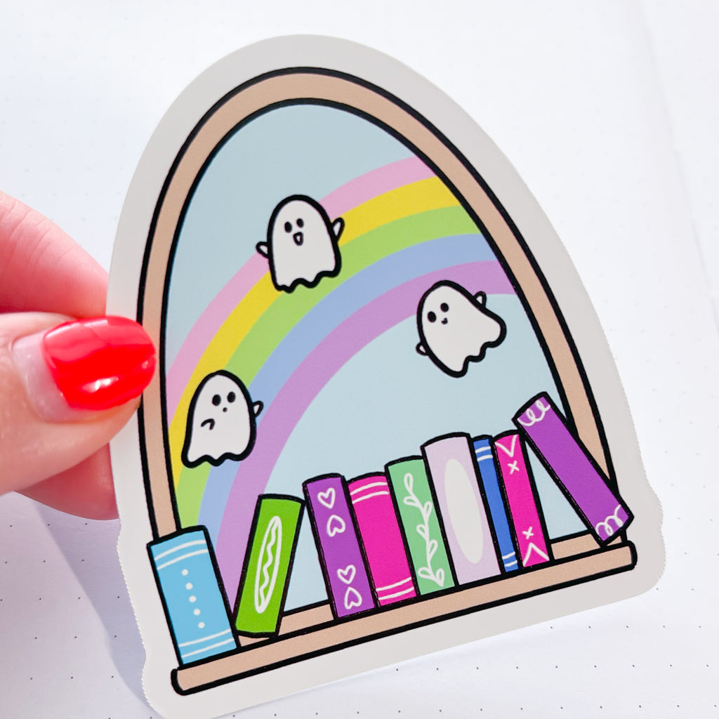 Rainbow Ghost Window Vinyl Die Cut Sticker