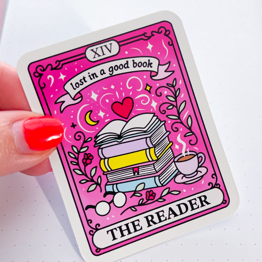 Pink Reader Tarot Vinyl Die Cut Sticker