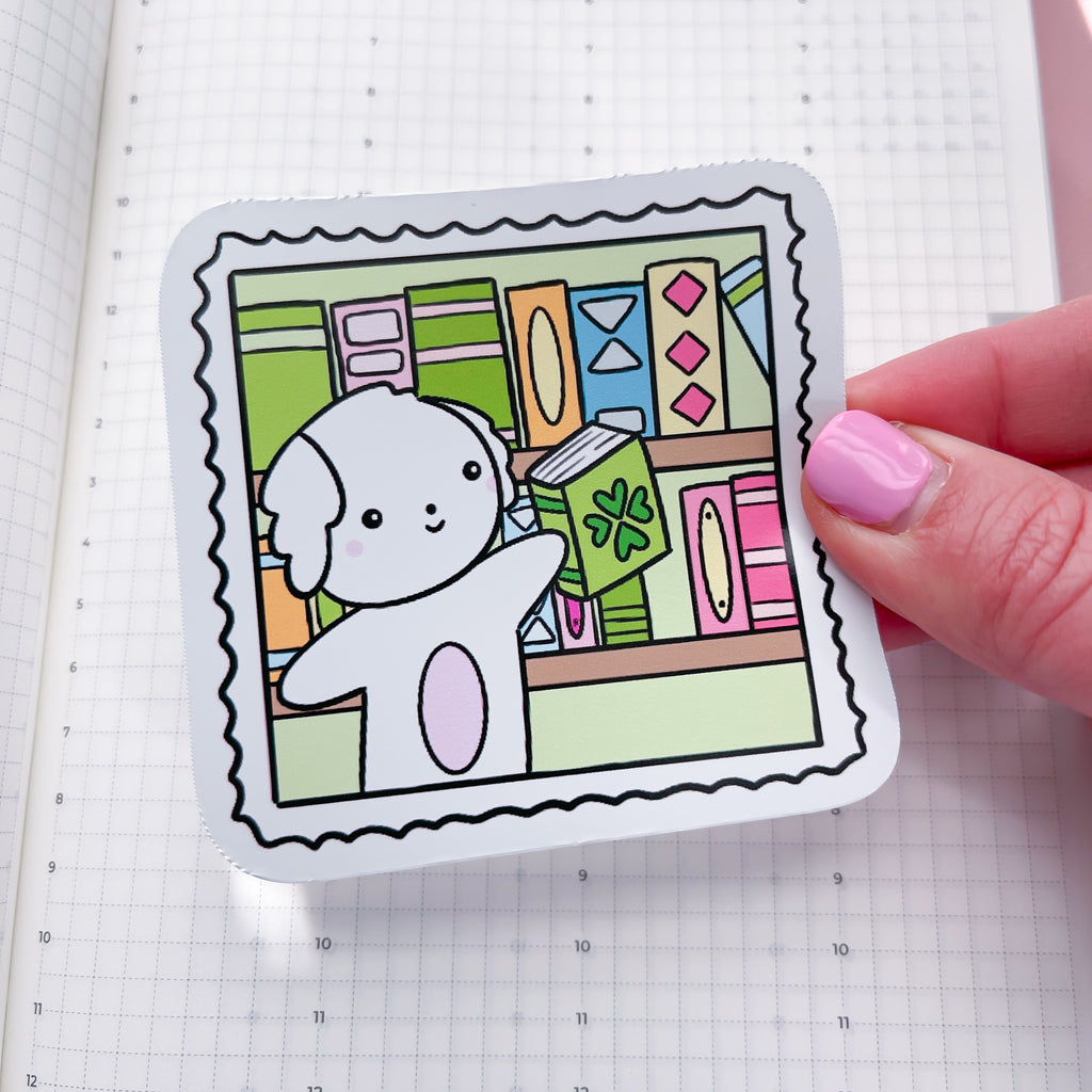 Spring Bean Stamp Vinyl Die Cut Sticker