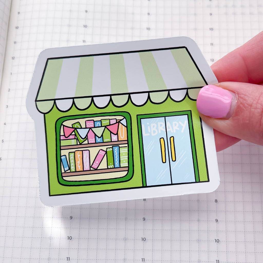 Lime Green Library Vinyl Die Cut Sticker