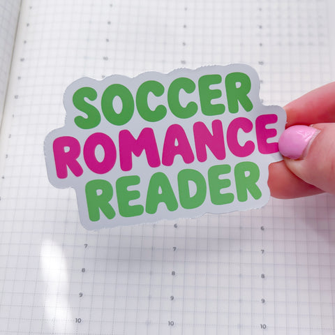 Soccer Romance Reader Typo Vinyl Die Cut Sticker