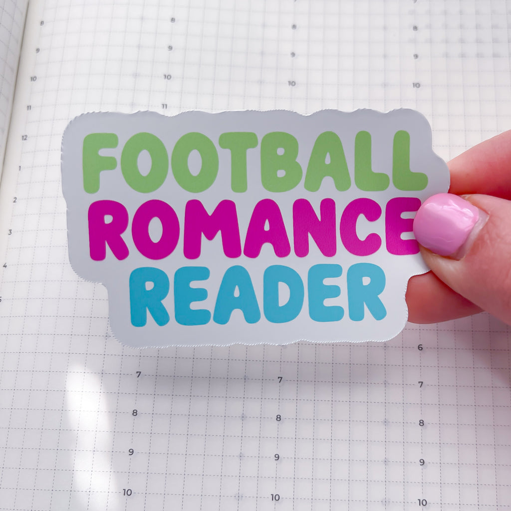 Football Romance Reader Typo Vinyl Die Cut Sticker