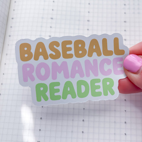 Baseball Romance Reader Typo Vinyl Die Cut Sticker