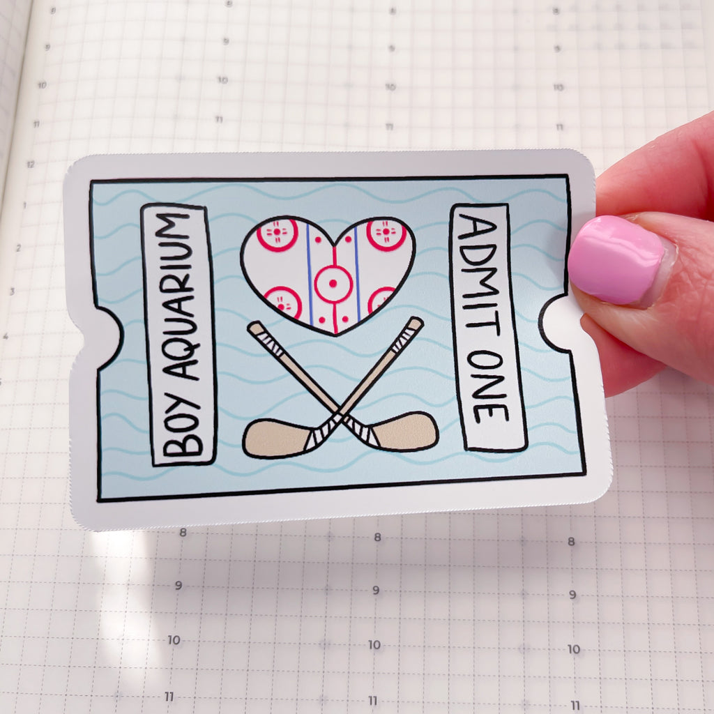 Boy Aquarium Ticket Vinyl Die Cut Sticker