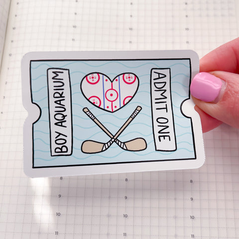 Boy Aquarium Ticket Vinyl Die Cut Sticker