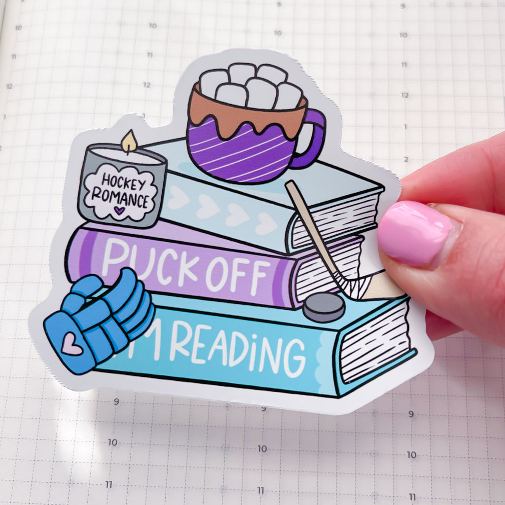 Puck Off Book Stack Vinyl Die Cut Sticker