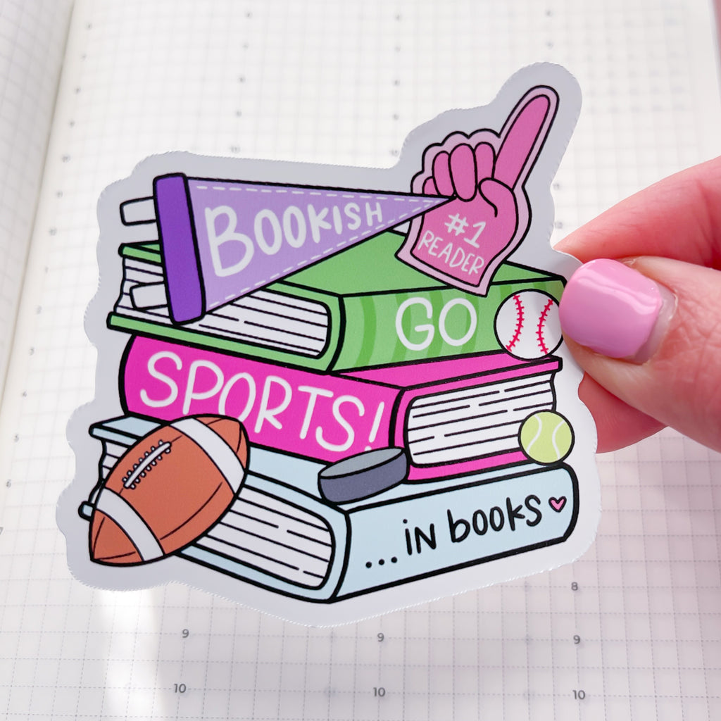 Go Sports Book Stack Vinyl Die Cut Sticker