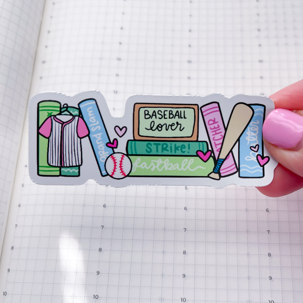 Baseball Bookshelf Vinyl Die Cut Sticker