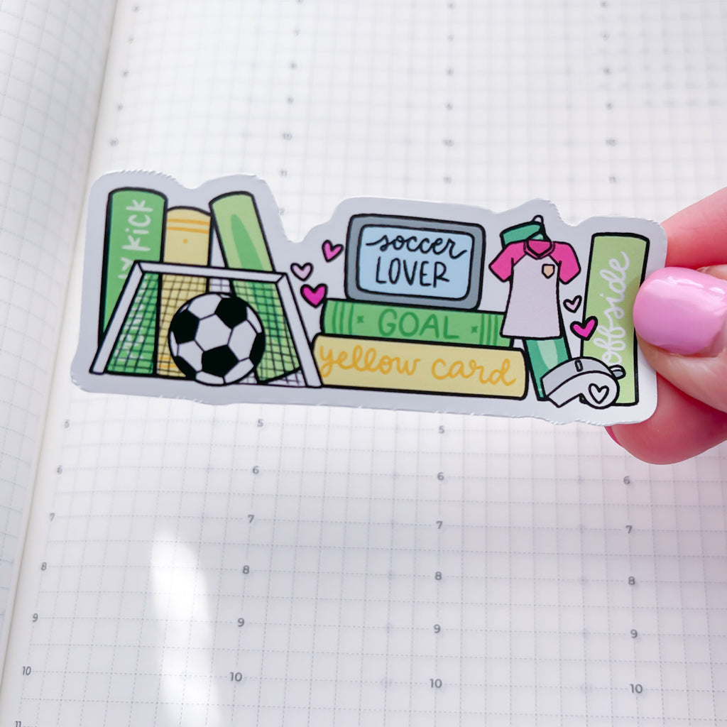 Soccer Bookshelf Vinyl Die Cut Sticker