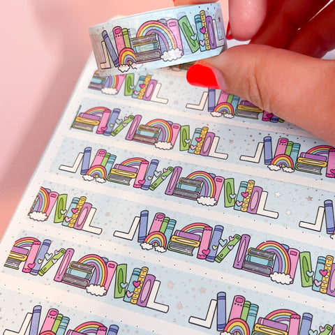 Holo Foil Pastel Rainbow Bookshelf Washi Tape (15mm)