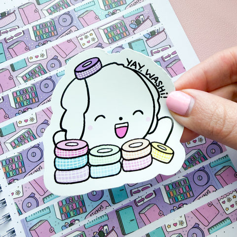 Yay Washi Bean Vinyl Die Cut Sticker