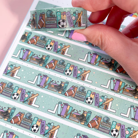 Holo Foil Sports Romance Bookshelf Washi Tape (15mm)