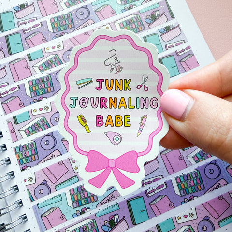 Junk Journaling Babe Vinyl Die Cut Sticker