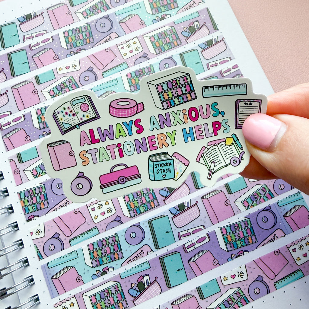Anxious, Stationery Helps Vinyl Die Cut Sticker