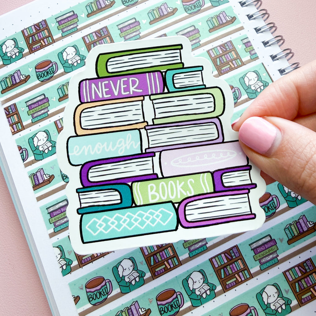 Library Book Pile Vinyl Die Cut Sticker