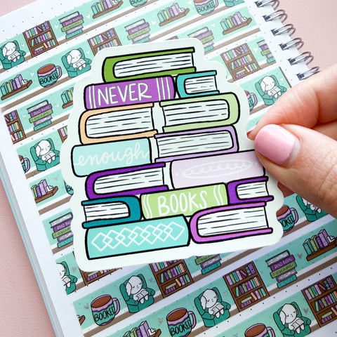 Library Book Pile Vinyl Die Cut Sticker