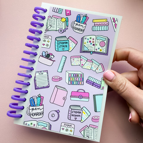 4x6 Planner Supplies Purple Coil Reusable Sticker Book