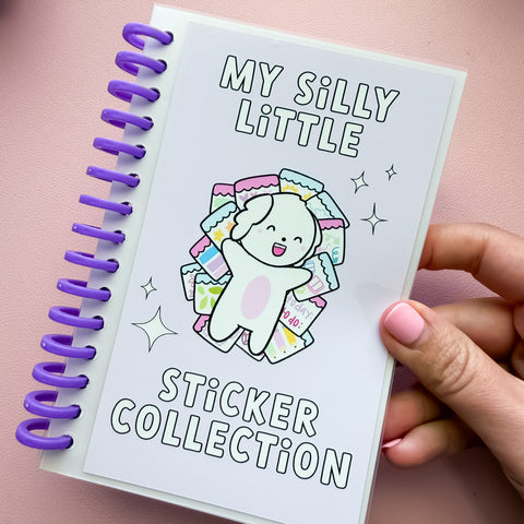 4x6 Silly Sticker Collection Purple Coil Reusable Sticker Book