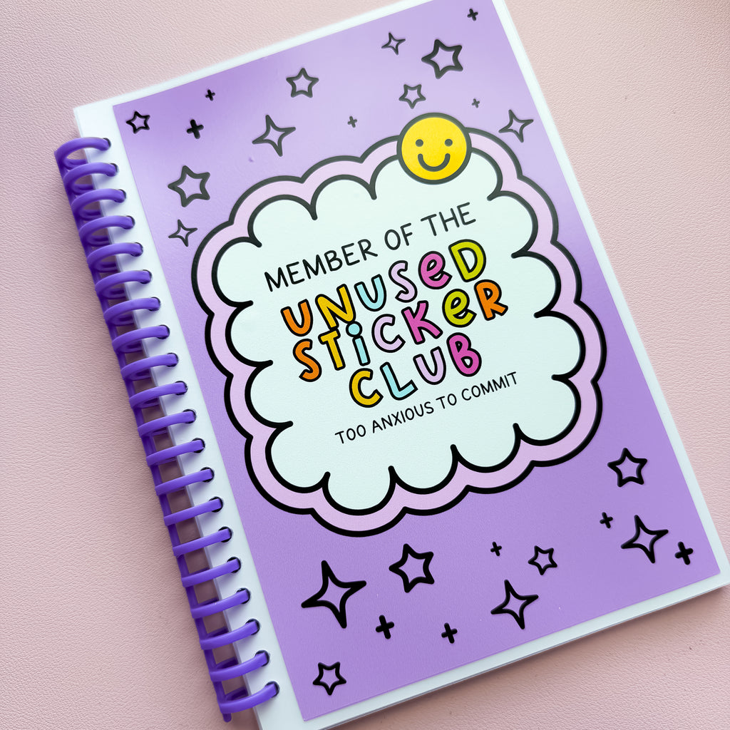 A5 Unused Sticker Club Purple Coil Reusable Sticker Book