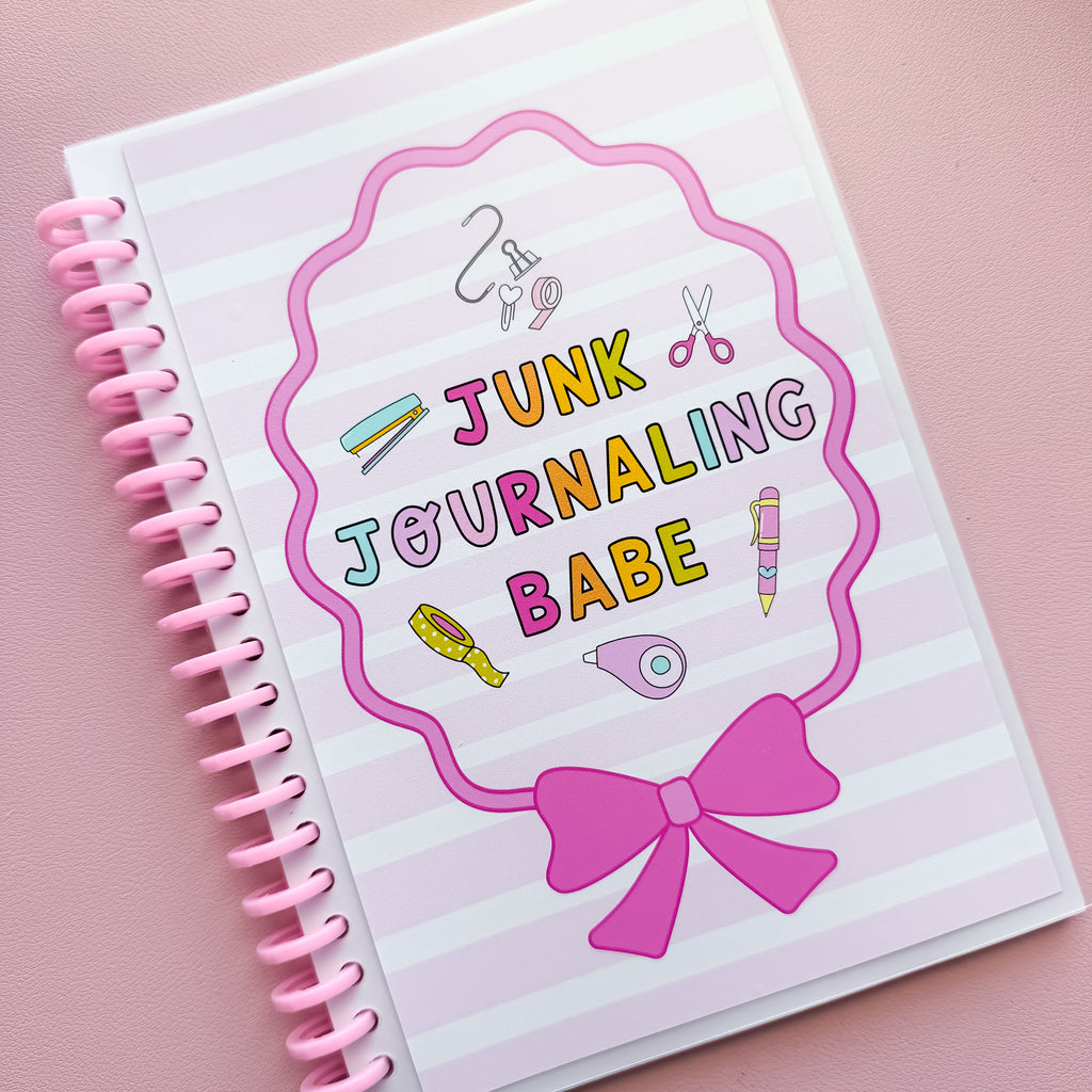 A5 Junk Journaling Babe Pink Coil Reusable Sticker Book