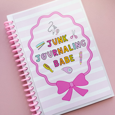 A5 Junk Journaling Babe Pink Coil Reusable Sticker Book