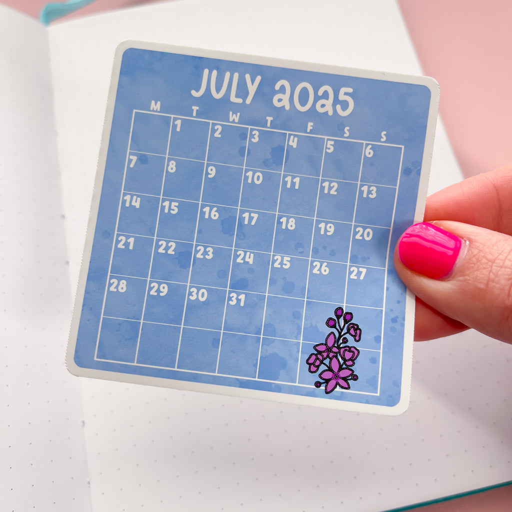 July 2025 Calendar Vinyl Die Cut Sticker